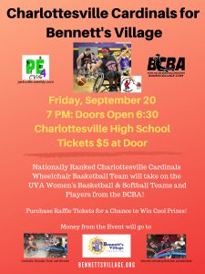 Poster advertising Charlottesville Cardinals Fundraising game